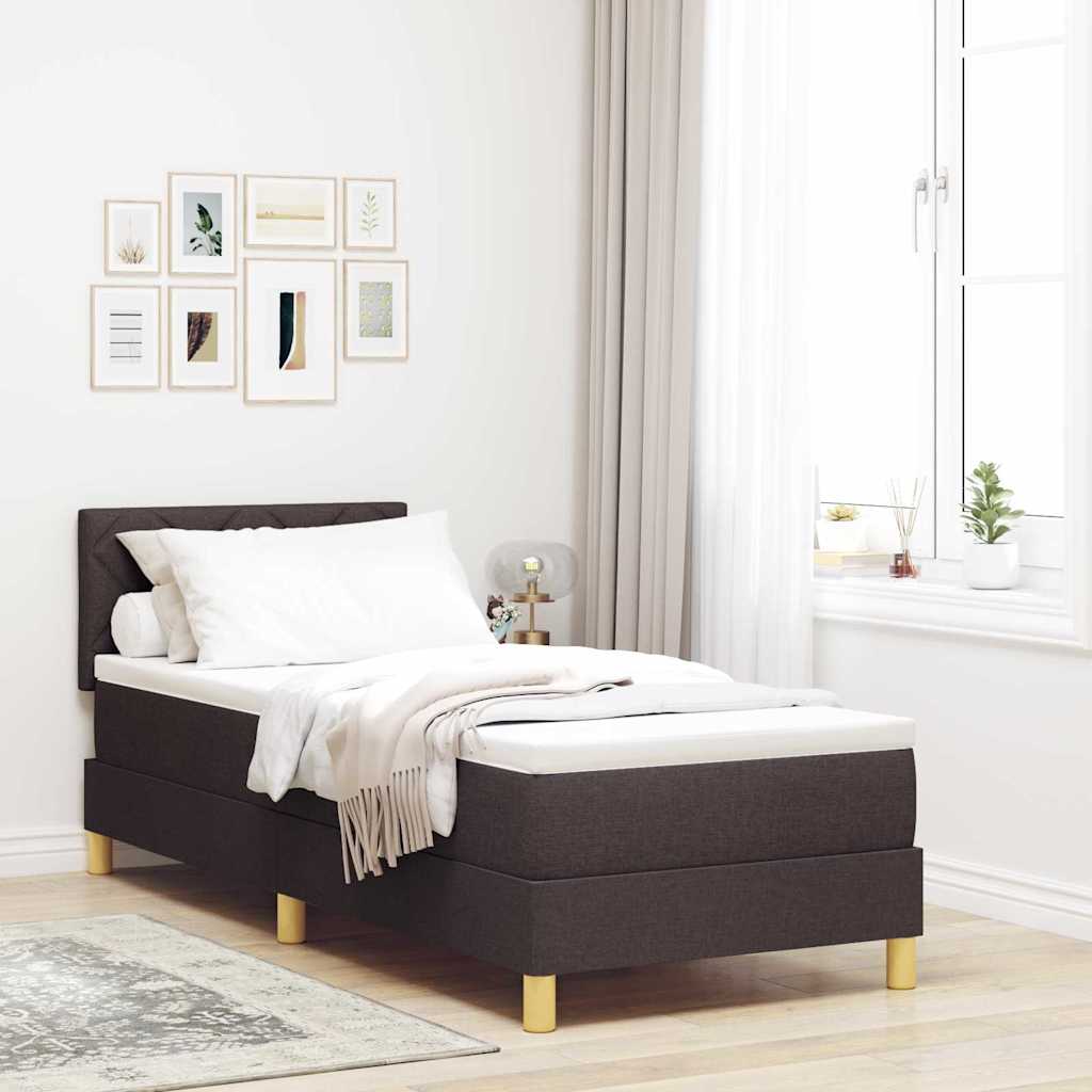 vidaXL Cama Box Spring LED con cabecera Marrón Oscuro 80 x 200 cm tela