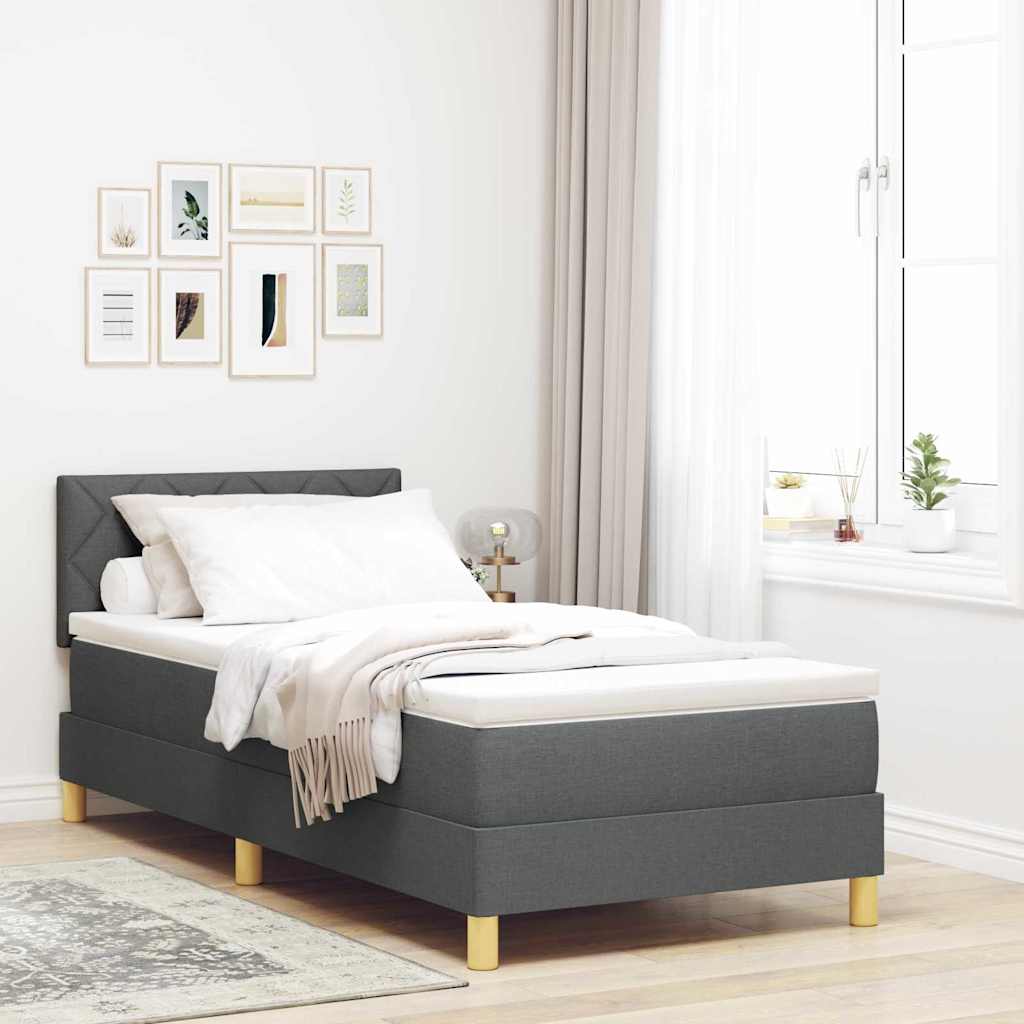vidaXL Cama Box Spring LED con tiras LED Gris oscuro 100 x 200 cm tela