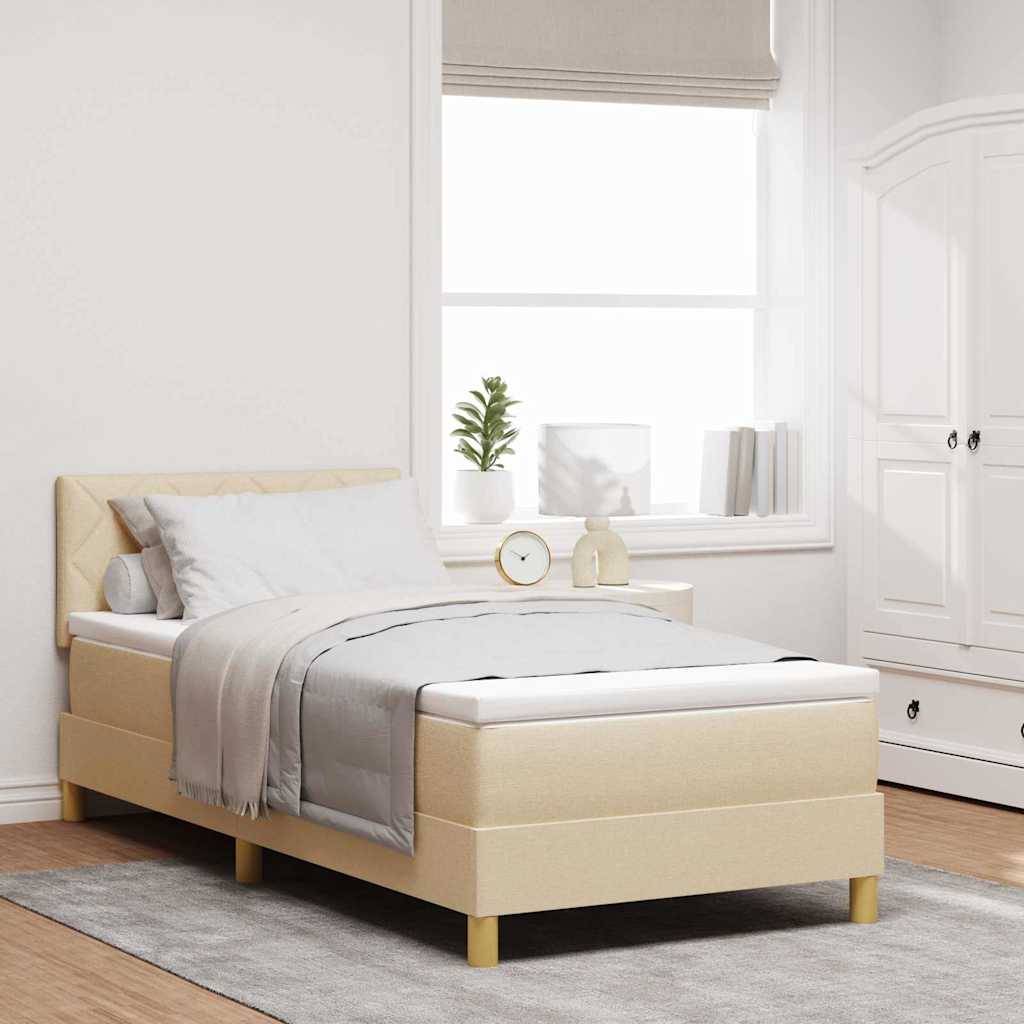 vidaXL Cama Box Spring LED con cojín Crema 100 x 200 cm tela