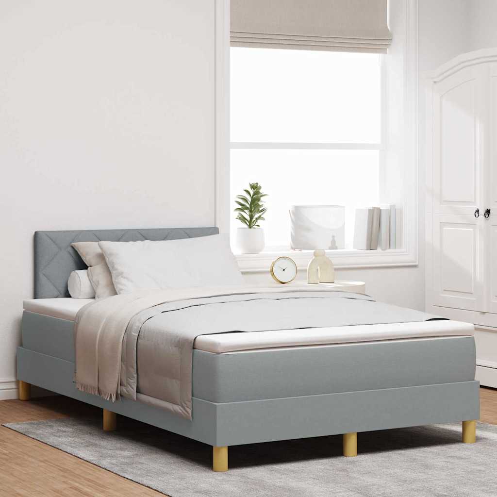vidaXL Cama Box Spring LED con tiras LED Gris Claro 120 x 190 cm tela
