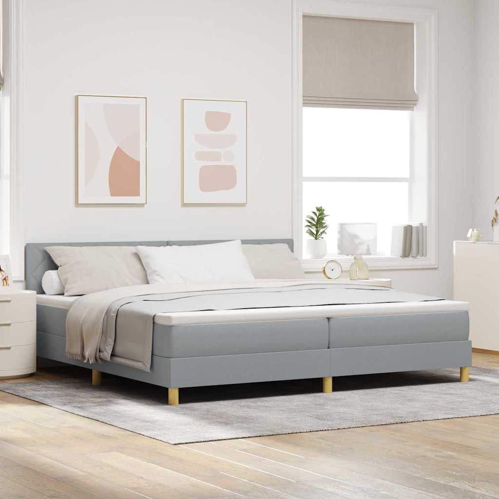 vidaXL Cama Box Spring LED con tiras LED Gris Claro 200 x 200 cm tela