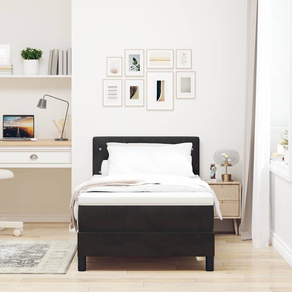 vidaXL Cama Box Spring LED con cabecera Negro 100 x 200 cm Terciopelo