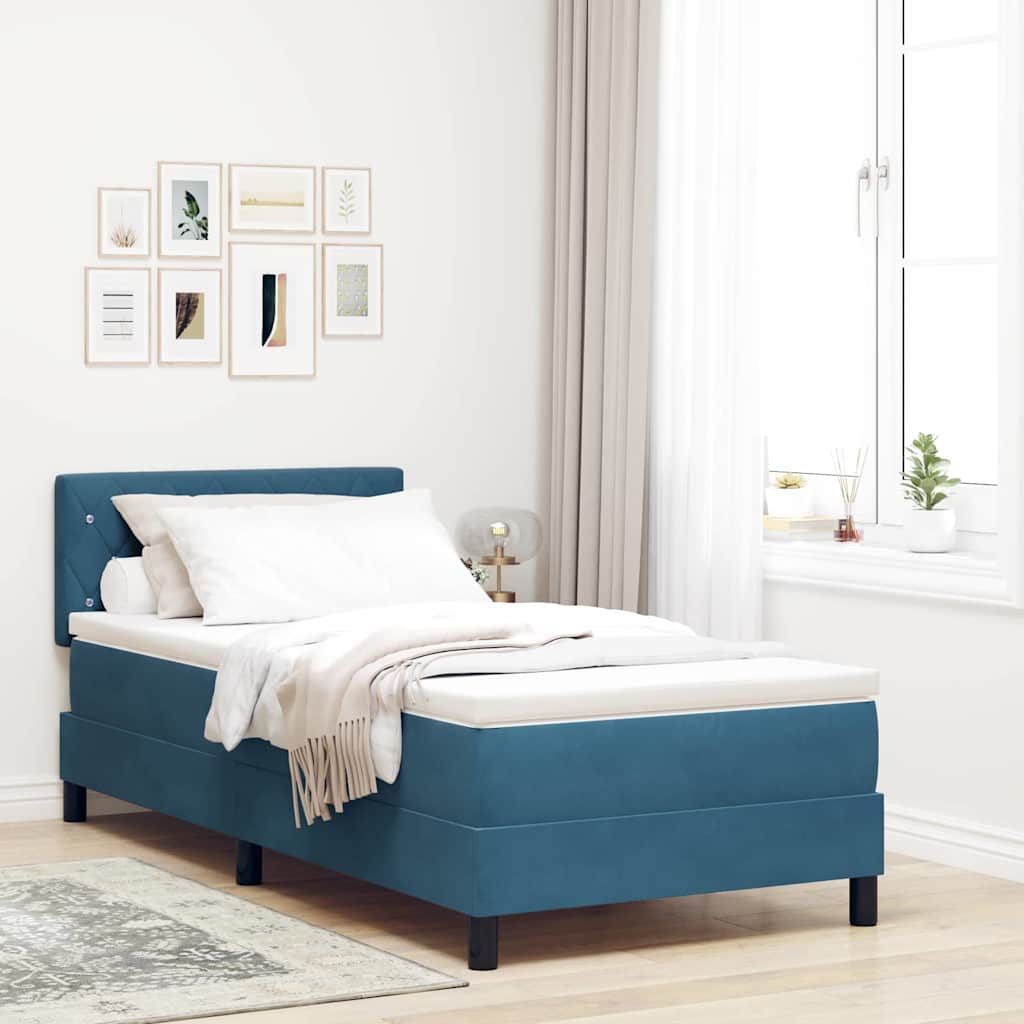 vidaXL Cama Box Spring LED Azul Oscuro 100 x 200 cm Terciopelo