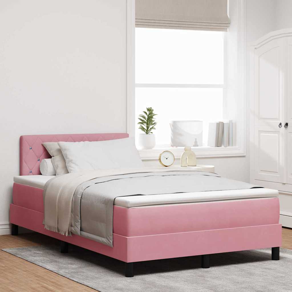 vidaXL Cama Box Spring LED con cabecera Rosa 120 x 190 cm Terciopelo