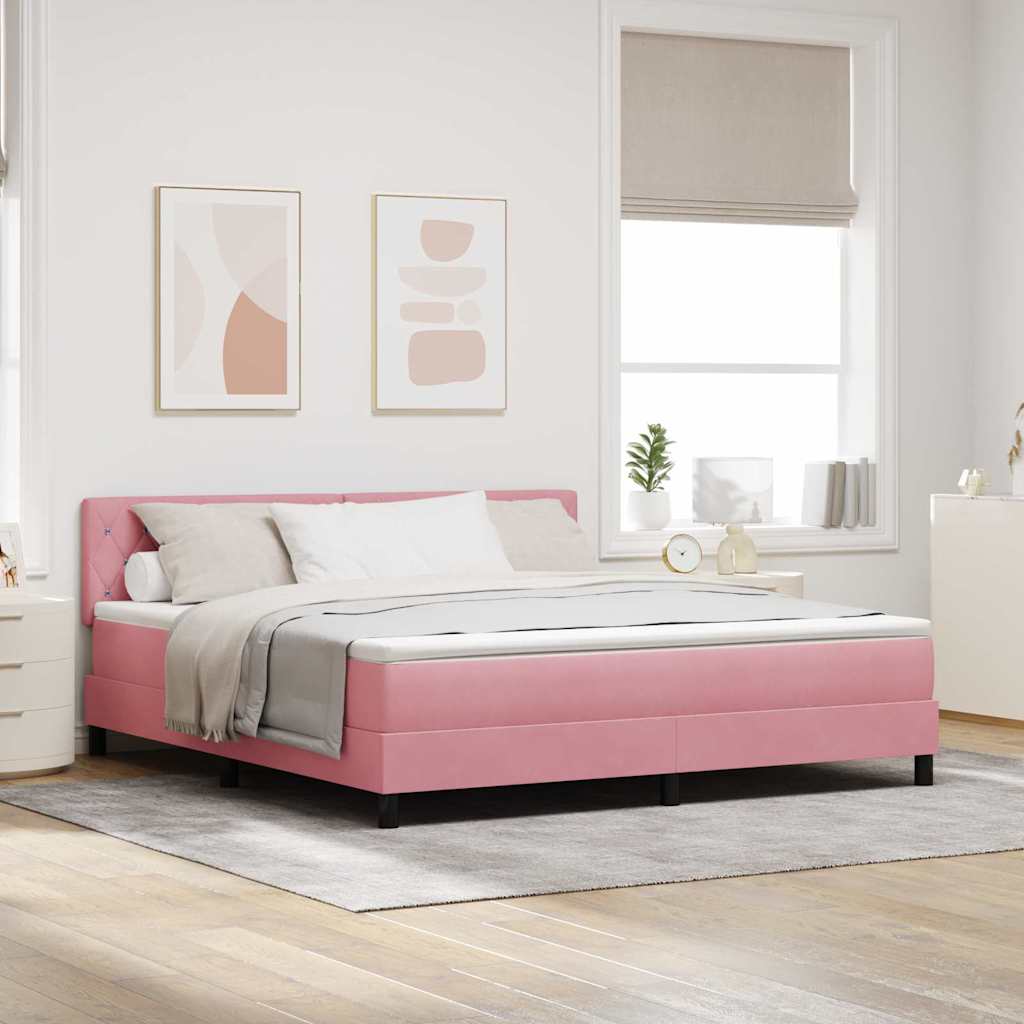 vidaXL Cama Box Spring LED con cabecera Rosa 180 x 200 cm Terciopelo