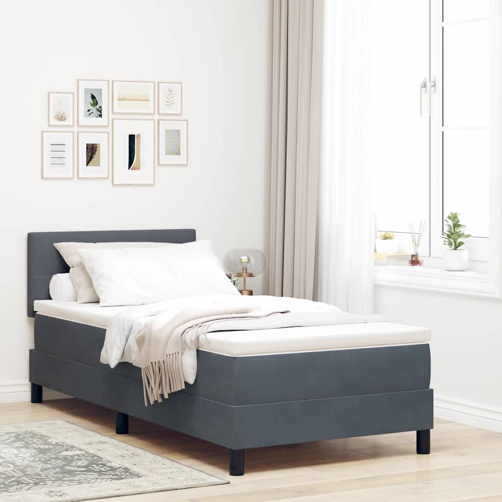 vidaXL Cama Box Spring LED Gris oscuro 80 x 200 cm Terciopelo