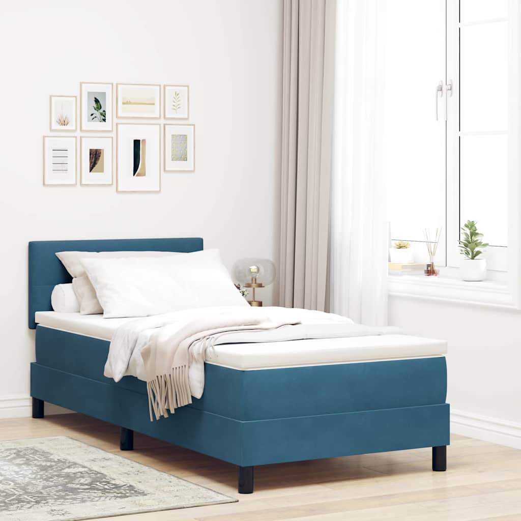 vidaXL Cama Box Spring LED Azul Oscuro 80 x 200 cm Terciopelo