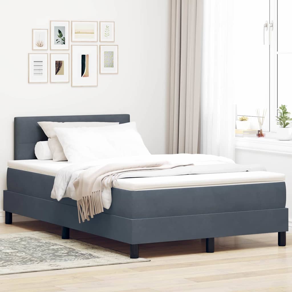 vidaXL Cama Box Spring LED Gris oscuro 120 x 190 cm Terciopelo