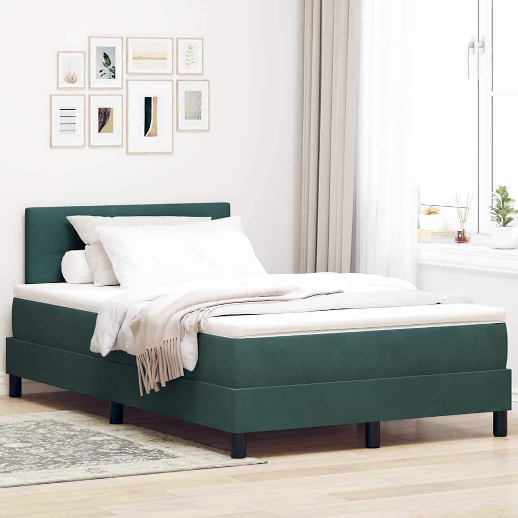 vidaXL Cama Box Spring LED Verde oscuro 120 x 200 cm Terciopelo