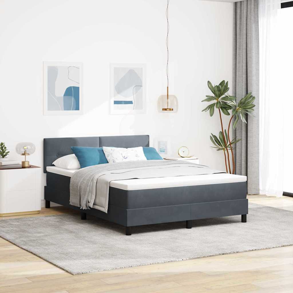 vidaXL Cama Box Spring LED Gris oscuro 160 x 200 cm Terciopelo