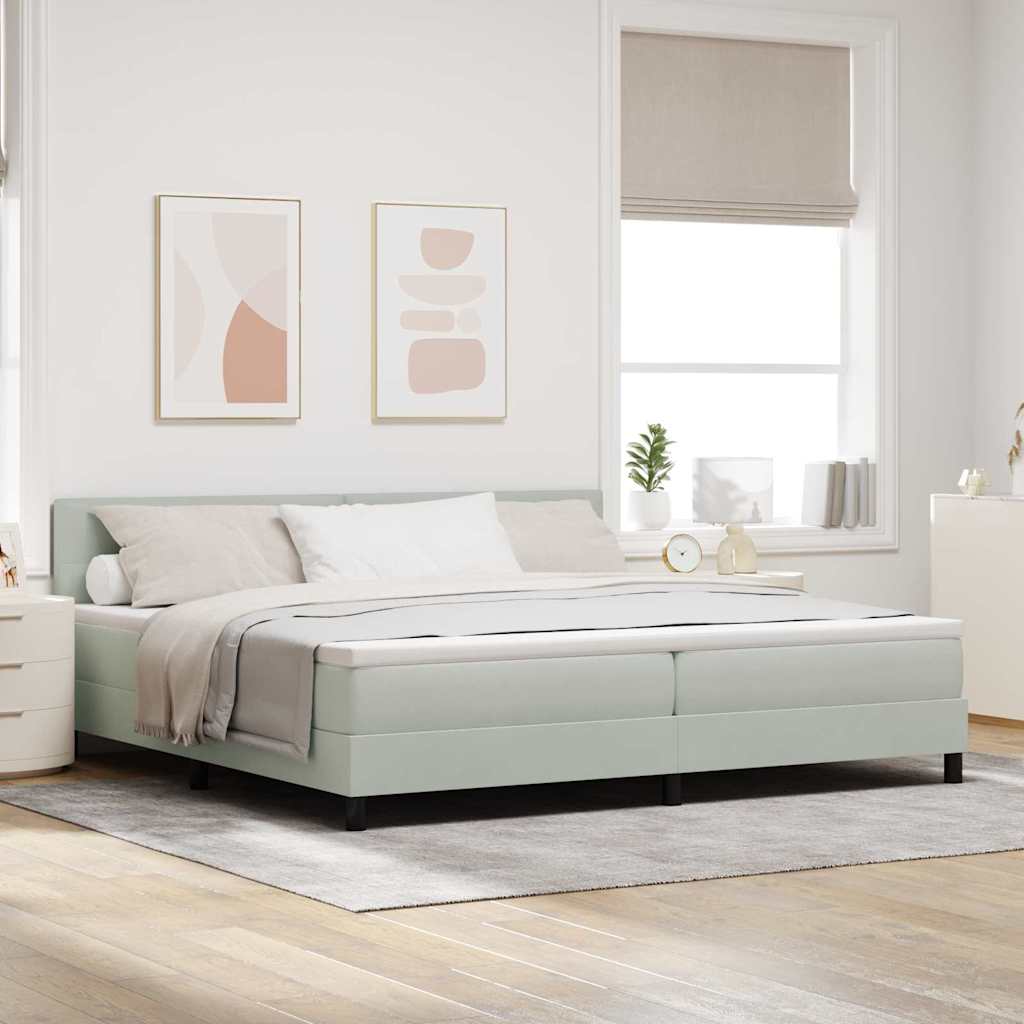 vidaXL Cama Box Spring LED Gris Claro 200 x 200 cm Terciopelo