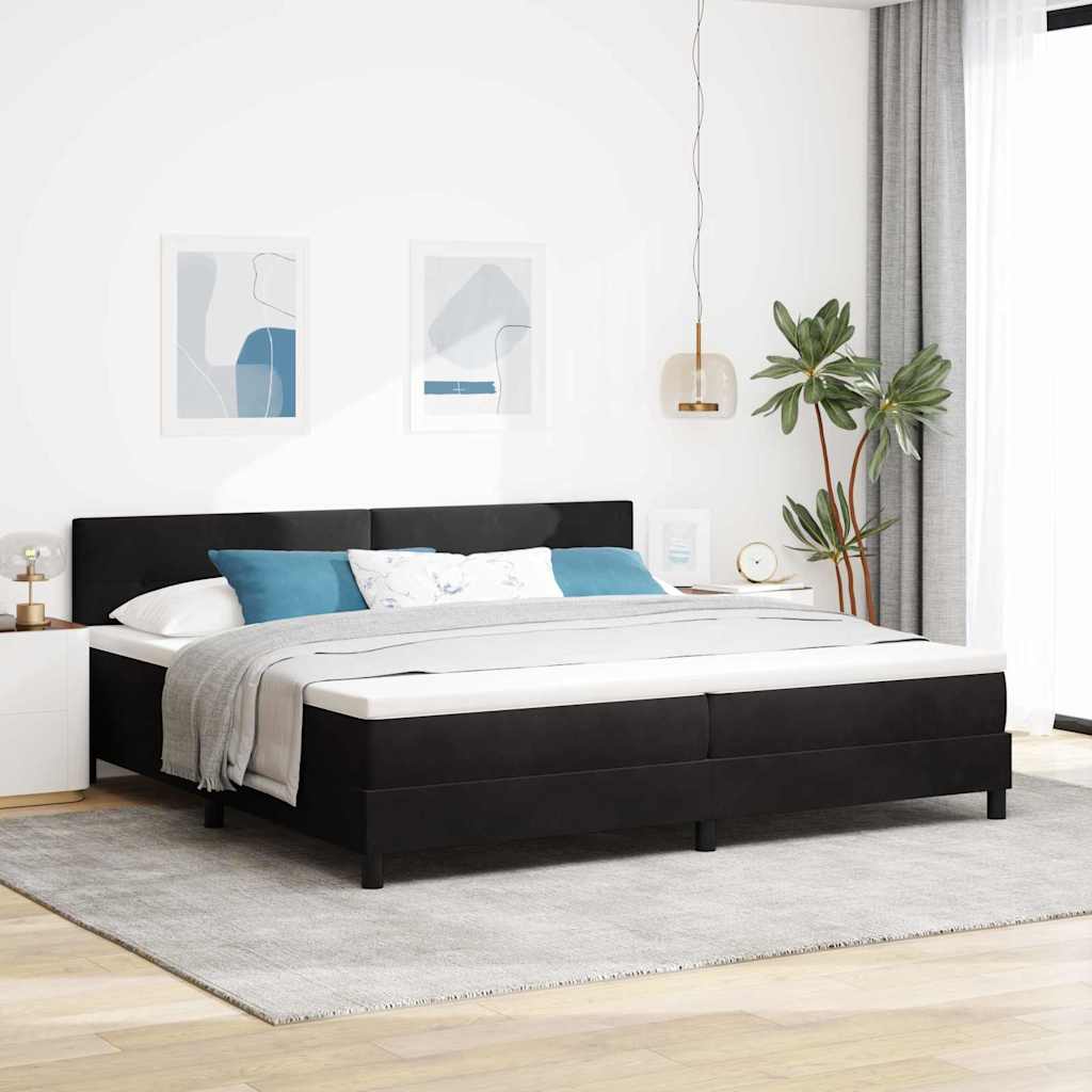vidaXL Cama Box Spring LED con cabecera Negro 200 x 200 cm Terciopelo