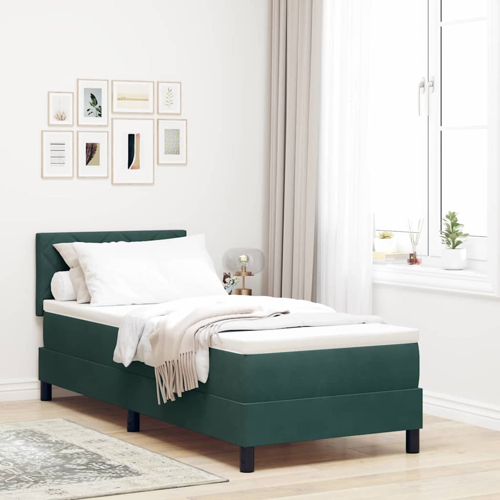 vidaXL Cama Box Spring LED Verde oscuro 80 x 200 cm Terciopelo