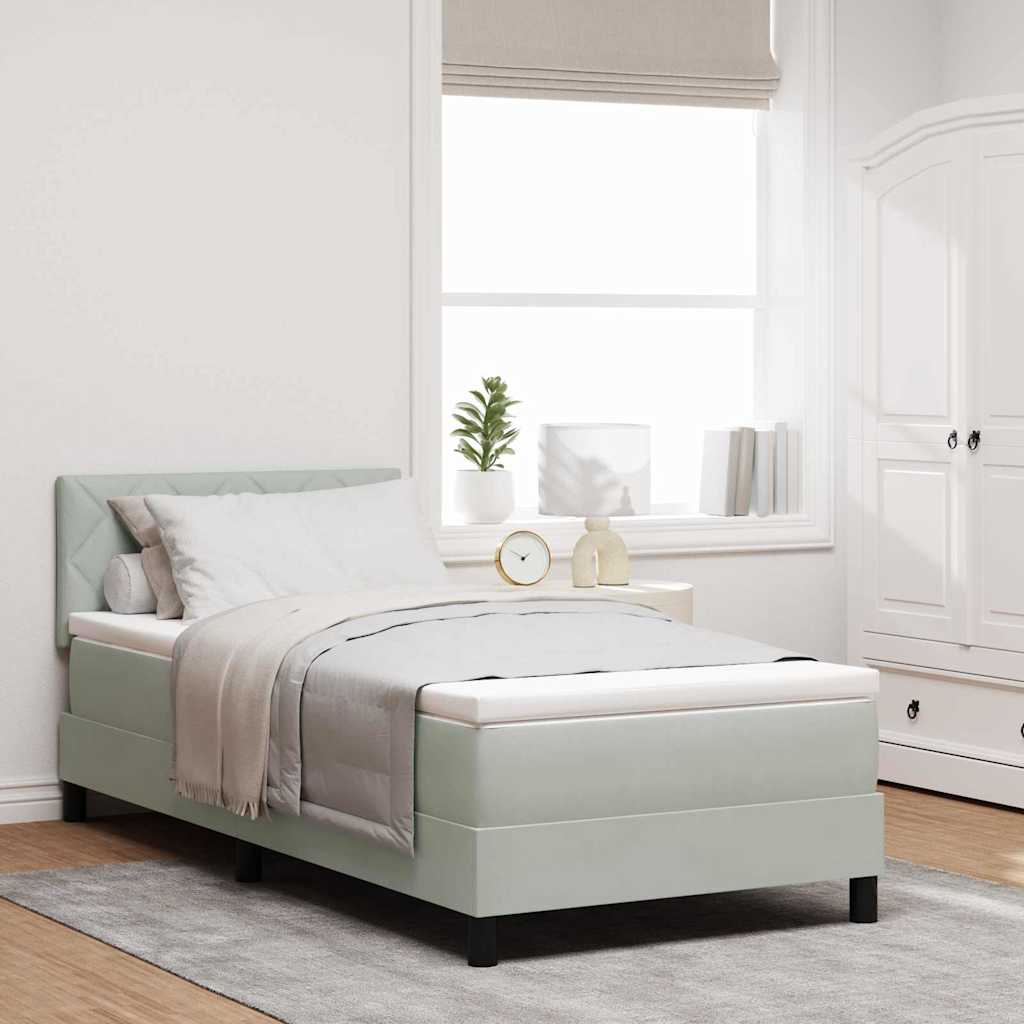 vidaXL Cama Box Spring LED Gris Claro 90 x 190 cm Terciopelo