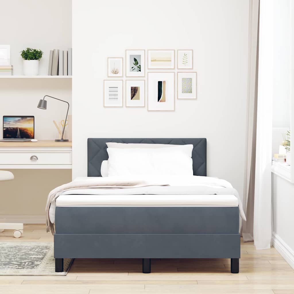 vidaXL Cama Box Spring LED Gris oscuro 120 x 190 cm Terciopelo