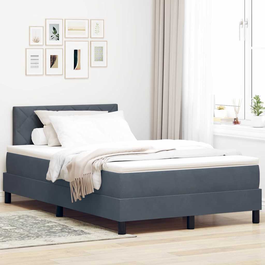 vidaXL Cama Box Spring LED Gris oscuro 120 x 200 cm Terciopelo