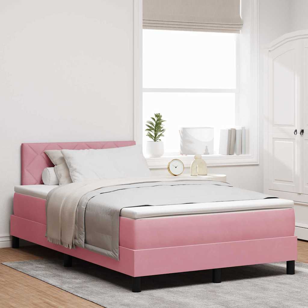 vidaXL Cama Box Spring LED con cabecera Rosa 120 x 200 cm Terciopelo