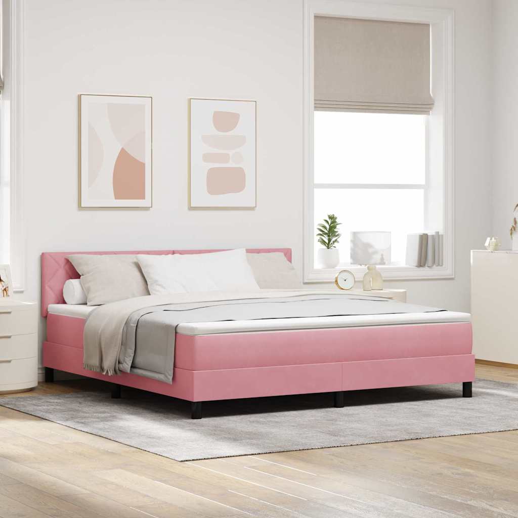 vidaXL Cama Box Spring LED con cabecera Rosa 180 x 200 cm Terciopelo