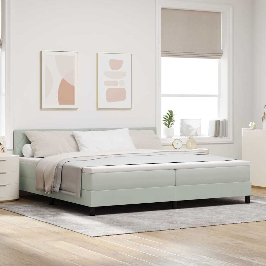 vidaXL Cama Box Spring LED Gris Claro 200 x 200 cm Terciopelo