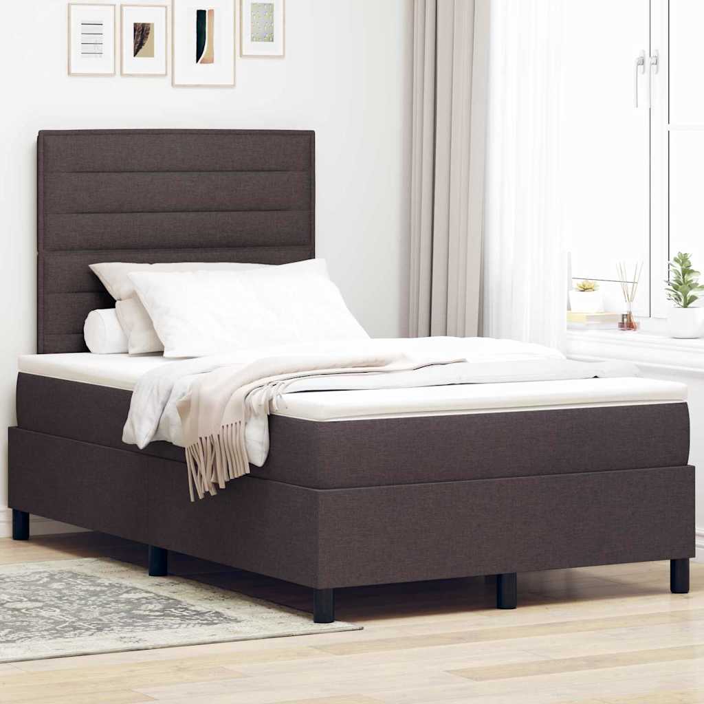vidaXL Cama tipo Box Spring con LED Marrón oscuro 120 x 200 cm tela