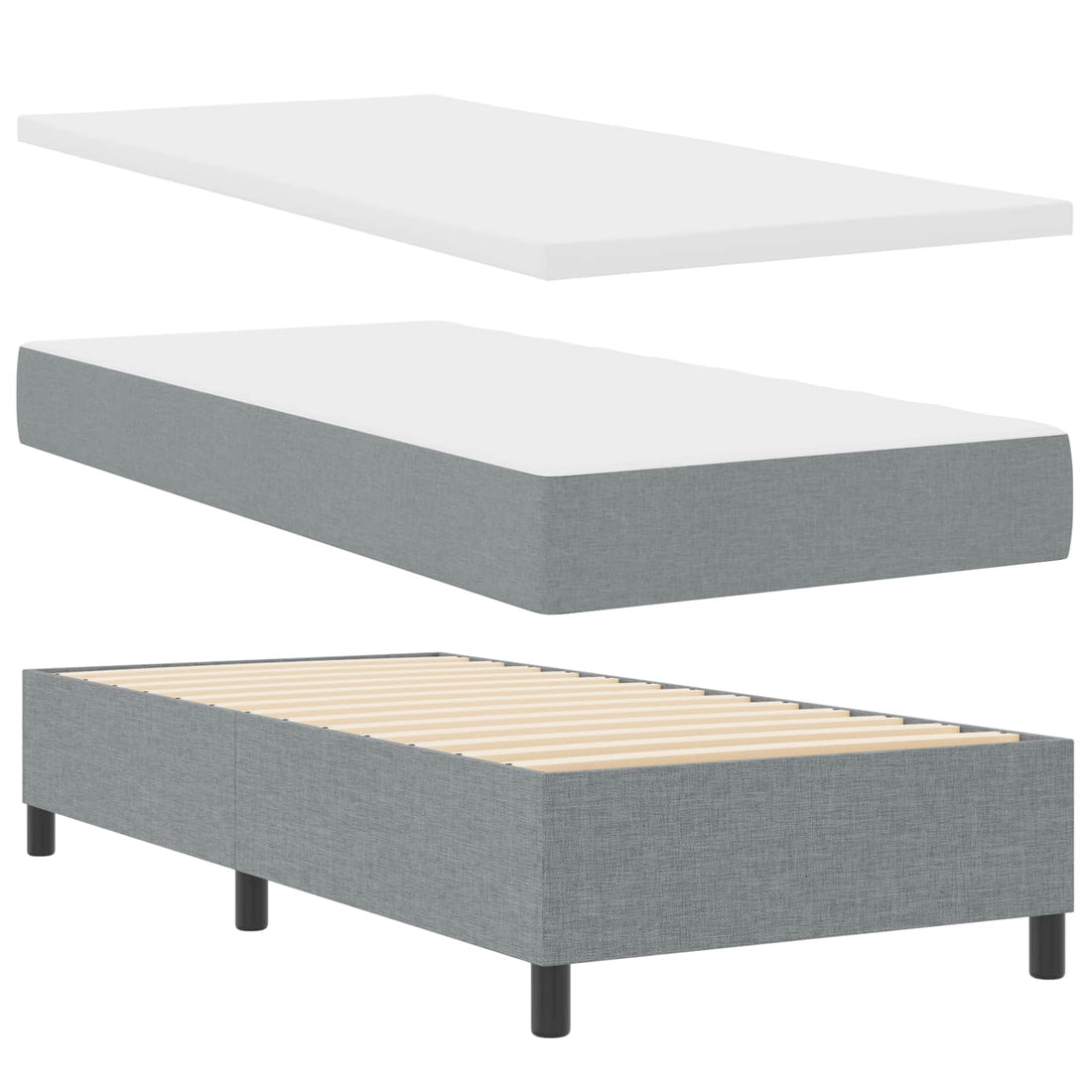 vidaXL Cama tipo Box Spring con tiras LED Gris claro 90 x 190 cm tela