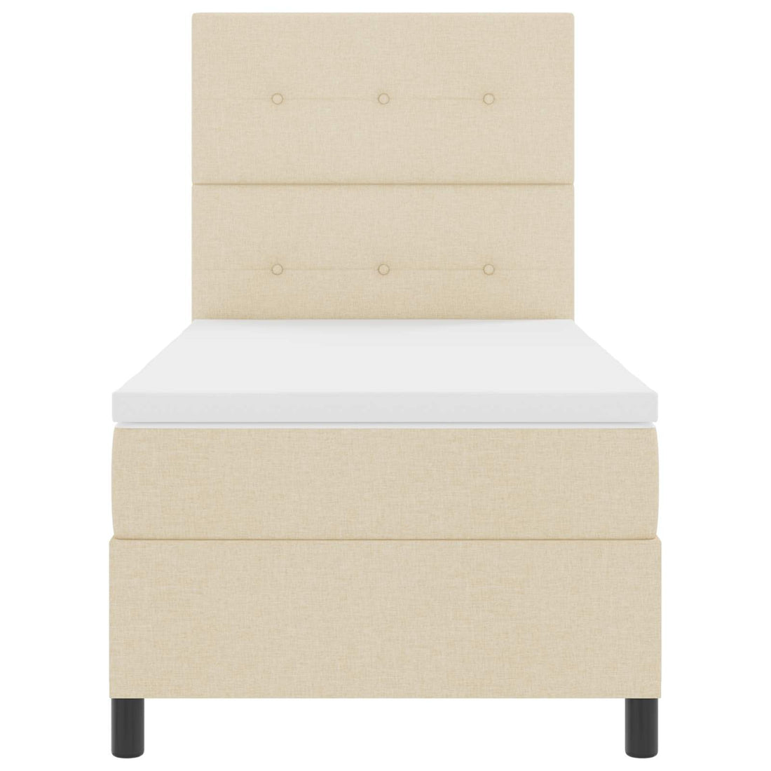vidaXL Cama tipo Box Spring con tiras LED Crema 90 x 190 cm tela