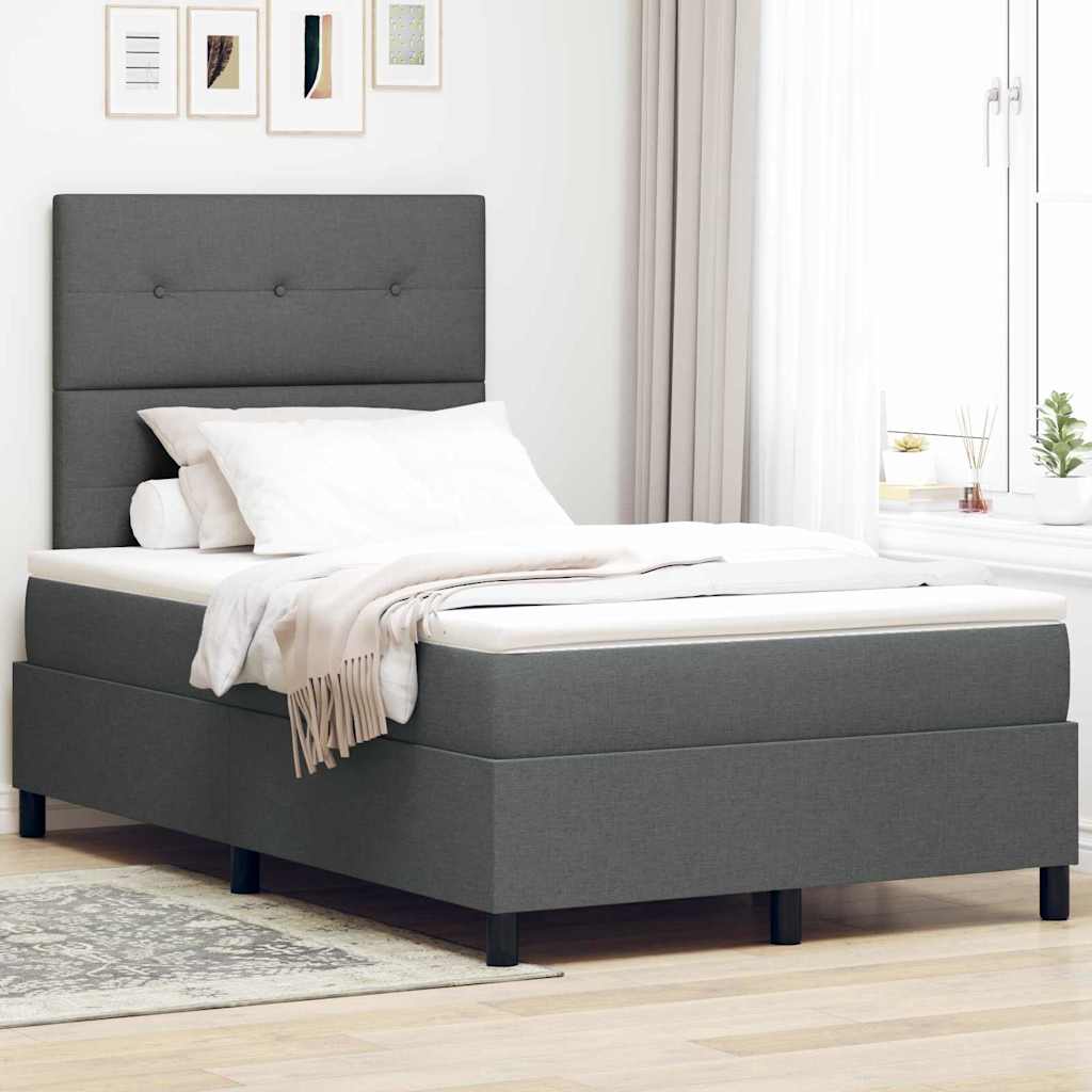 vidaXL Cama tipo Box Spring con cabecera Gris oscuro 120 x 200 cm tela