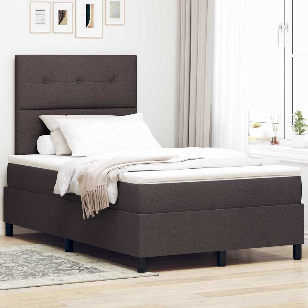 vidaXL Cama tipo Box Spring Marrón oscuro 120 x 200 cm tela