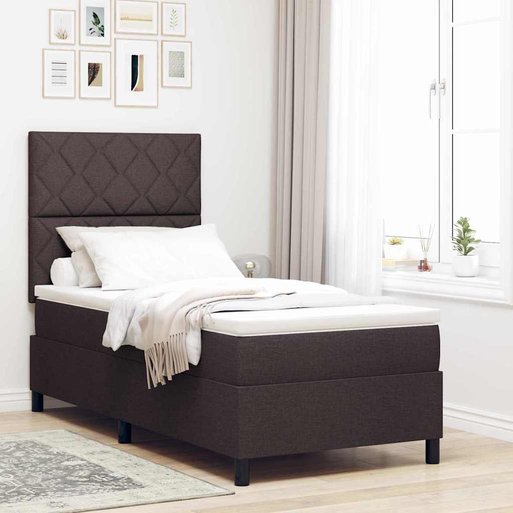 vidaXL Cama tipo Box Spring Marrón oscuro 100 x 200 cm tela
