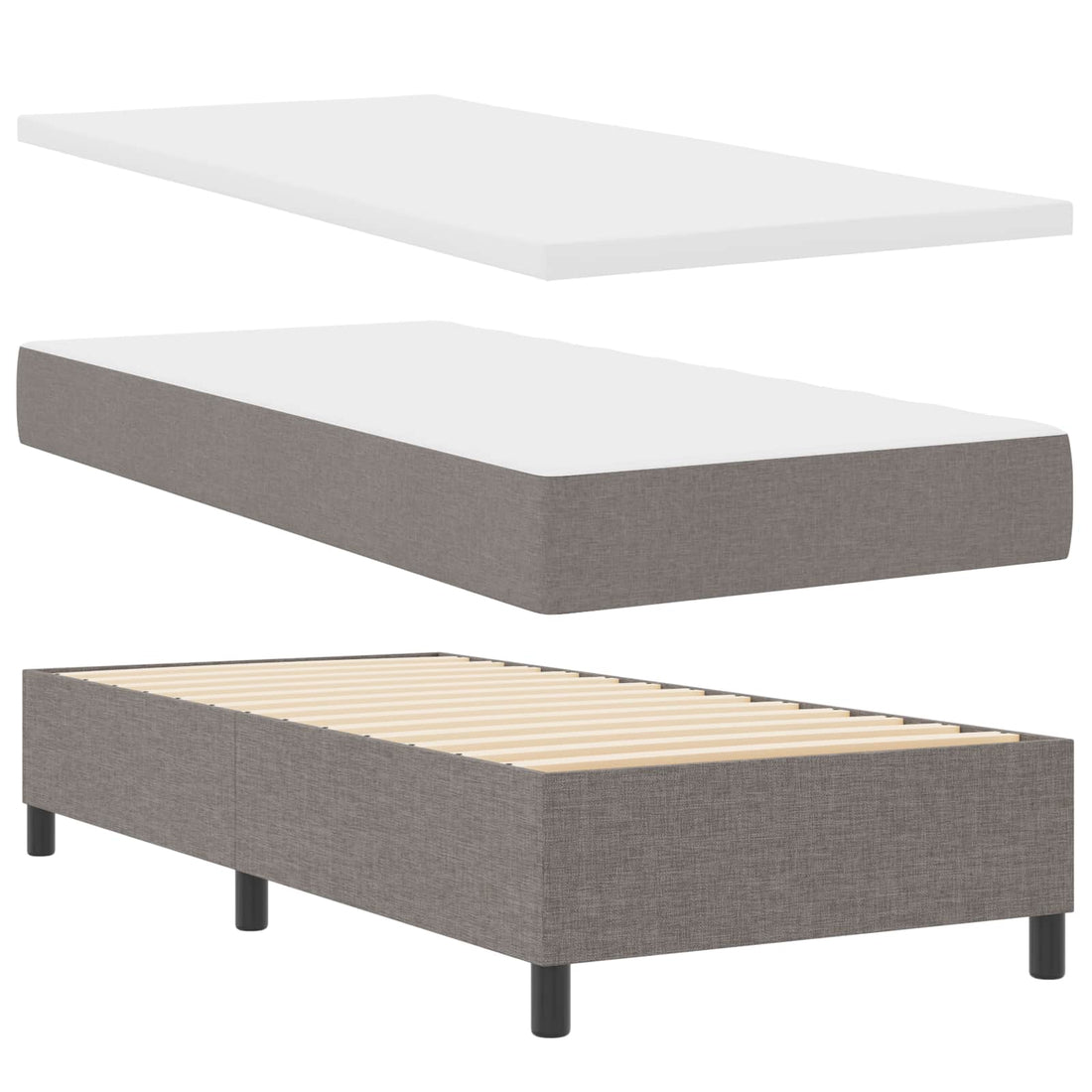 vidaXL Cama tipo Box Spring con tiras LED Taupé 100 x 200 cm tela