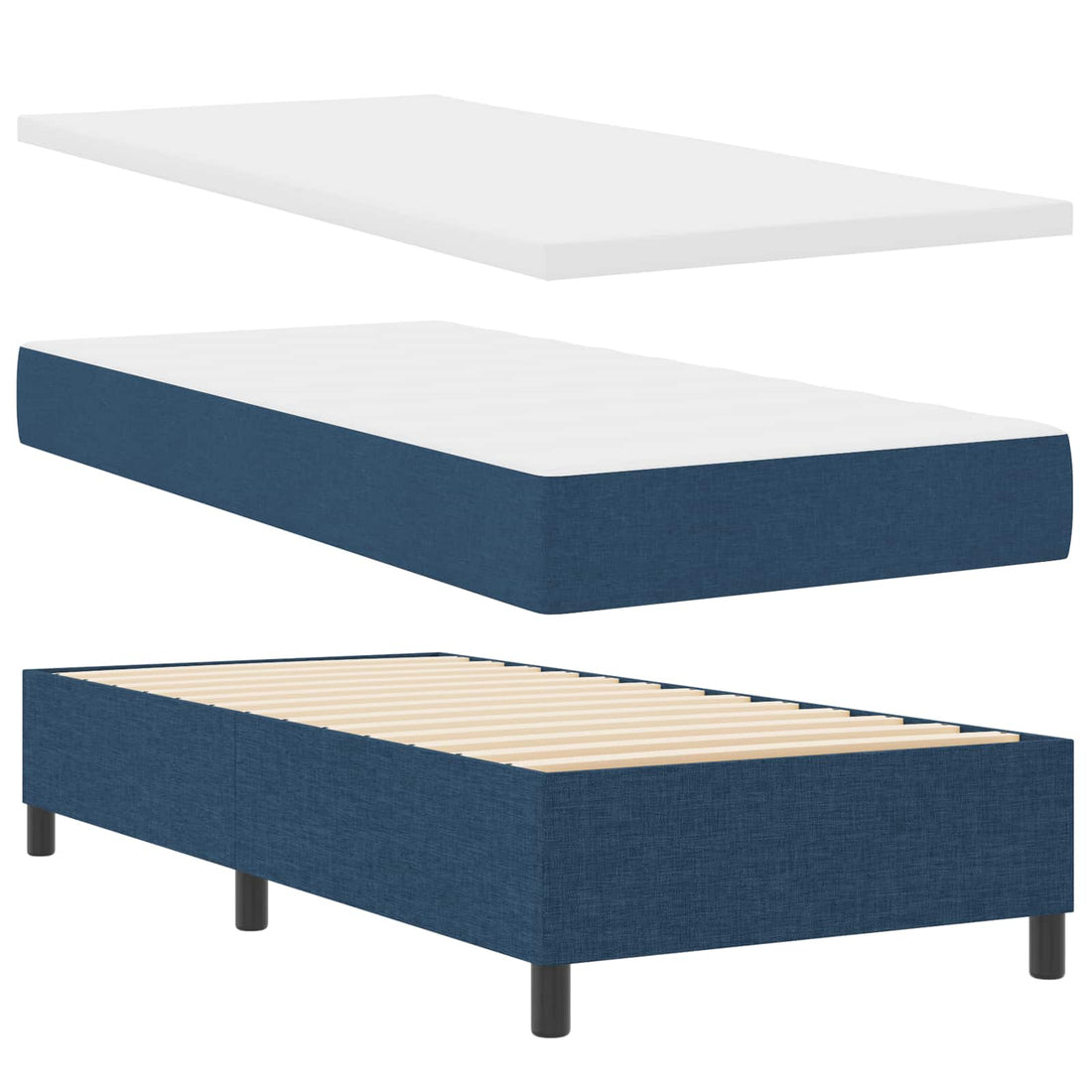 vidaXL Cama tipo Box Spring con tiras LED Azul 100 x 200 cm tela