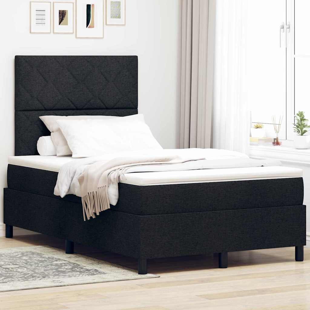 vidaXL Cama tipo Box Spring con tiras LED Negro 120 x 200 cm tela