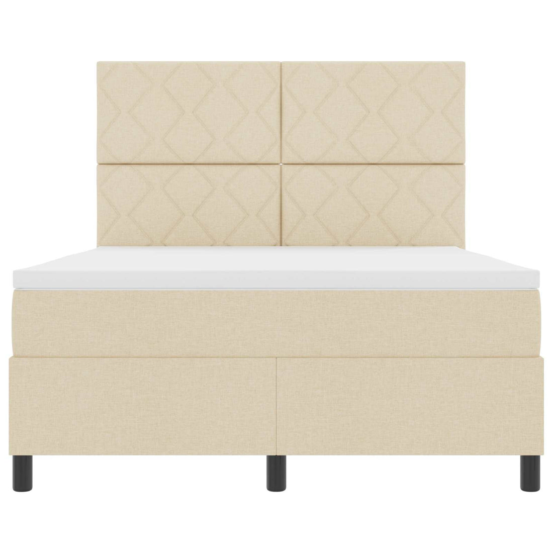 vidaXL Cama tipo Box Spring con tiras LED Crema 160 x 200 cm tela