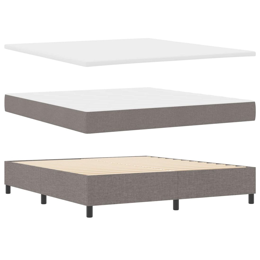vidaXL Cama tipo Box Spring con tiras LED Taupé 180 x 200 cm tela