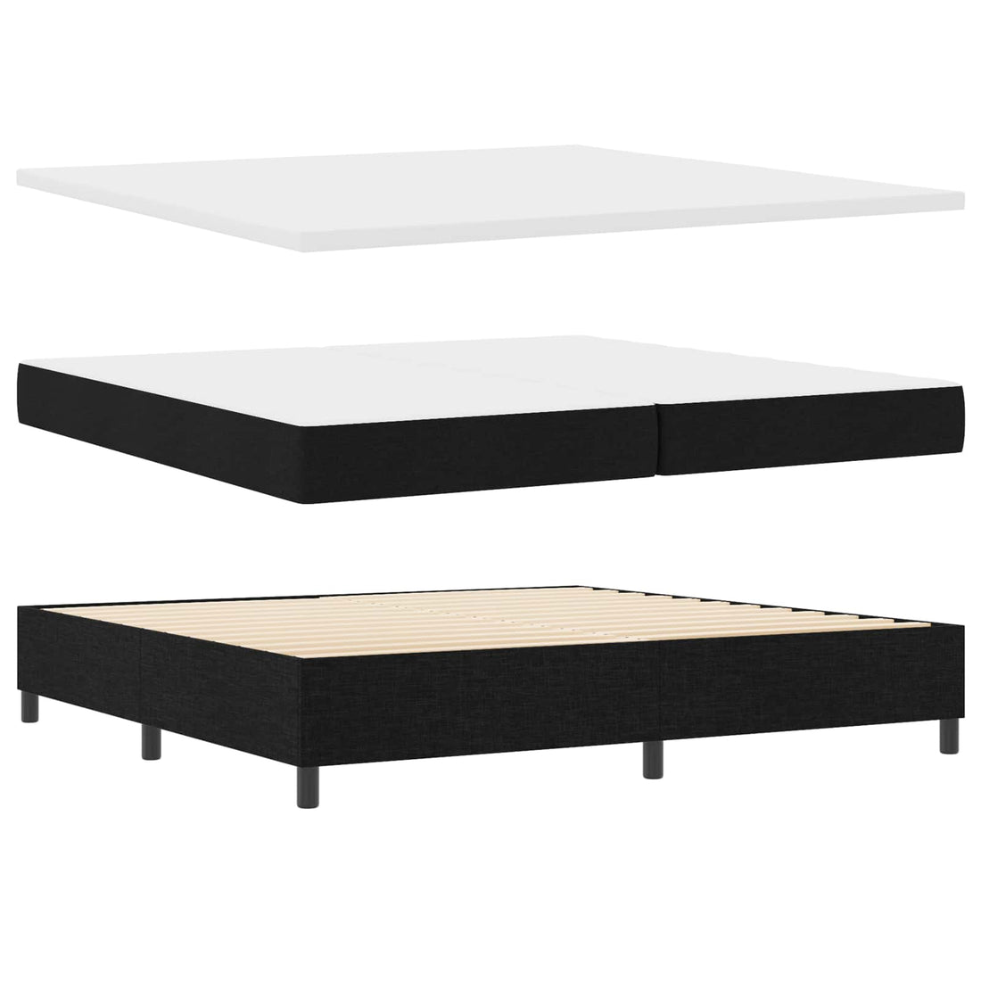 vidaXL Cama tipo Box Spring con colchón Negro 200 x 200 cm tela