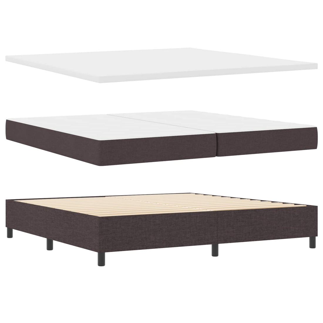 vidaXL Cama tipo Box Spring con LED Marrón oscuro 200 x 200 cm tela