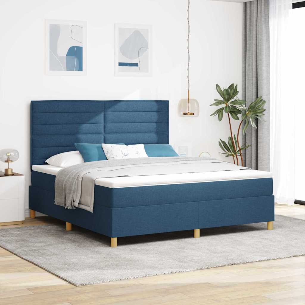 vidaXL Cama Box Spring LED con cabecera Azul 180 x 200 cm tela