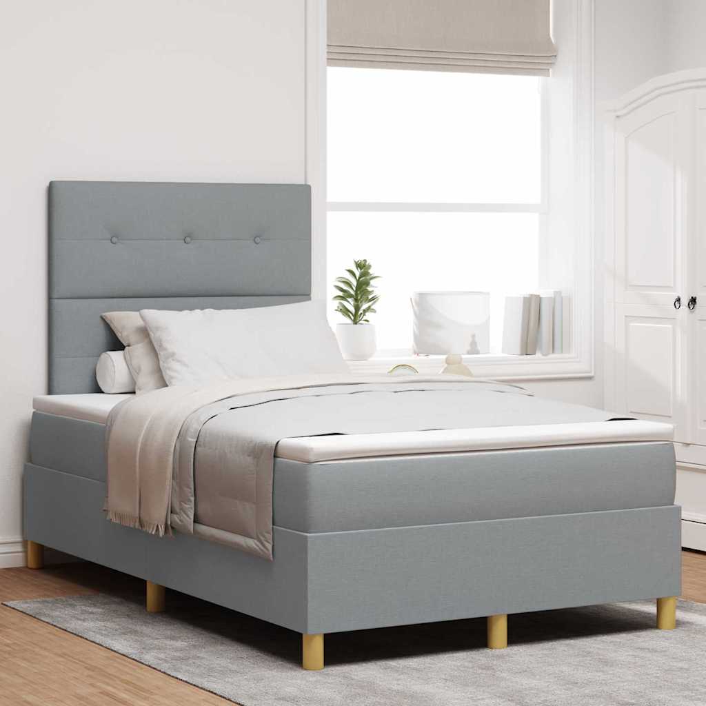 vidaXL Cama Box Spring LED con cabecera Gris Claro 120 x 190 cm tela