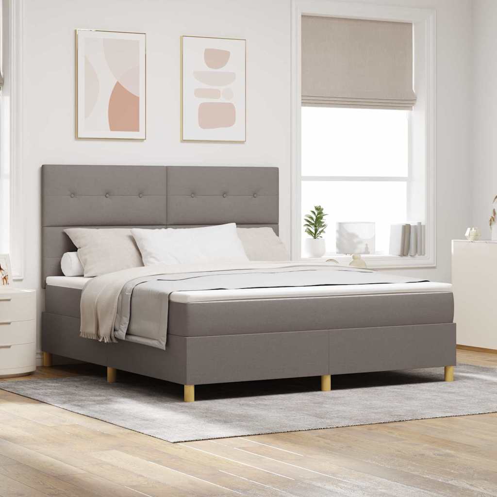 vidaXL Cama Box Spring LED con cabecera Taupé 180 x 200 cm tela