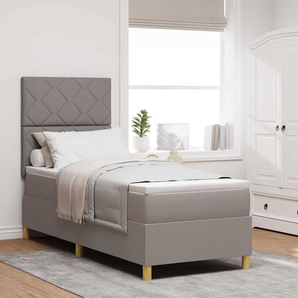 vidaXL Cama Box Spring LED con cabecera Taupé 80 x 200 cm tela