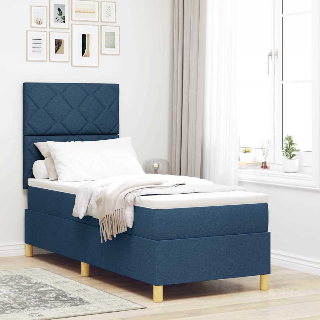 vidaXL Cama Box Spring LED con cabecera Azul 80 x 200 cm tela
