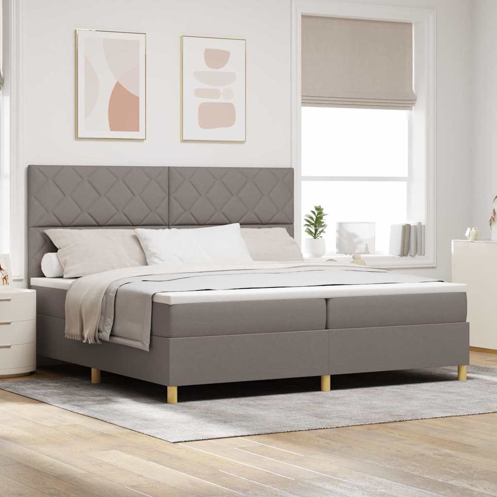 vidaXL Cama Box Spring LED con cabecera Taupé 200 x 200 cm tela