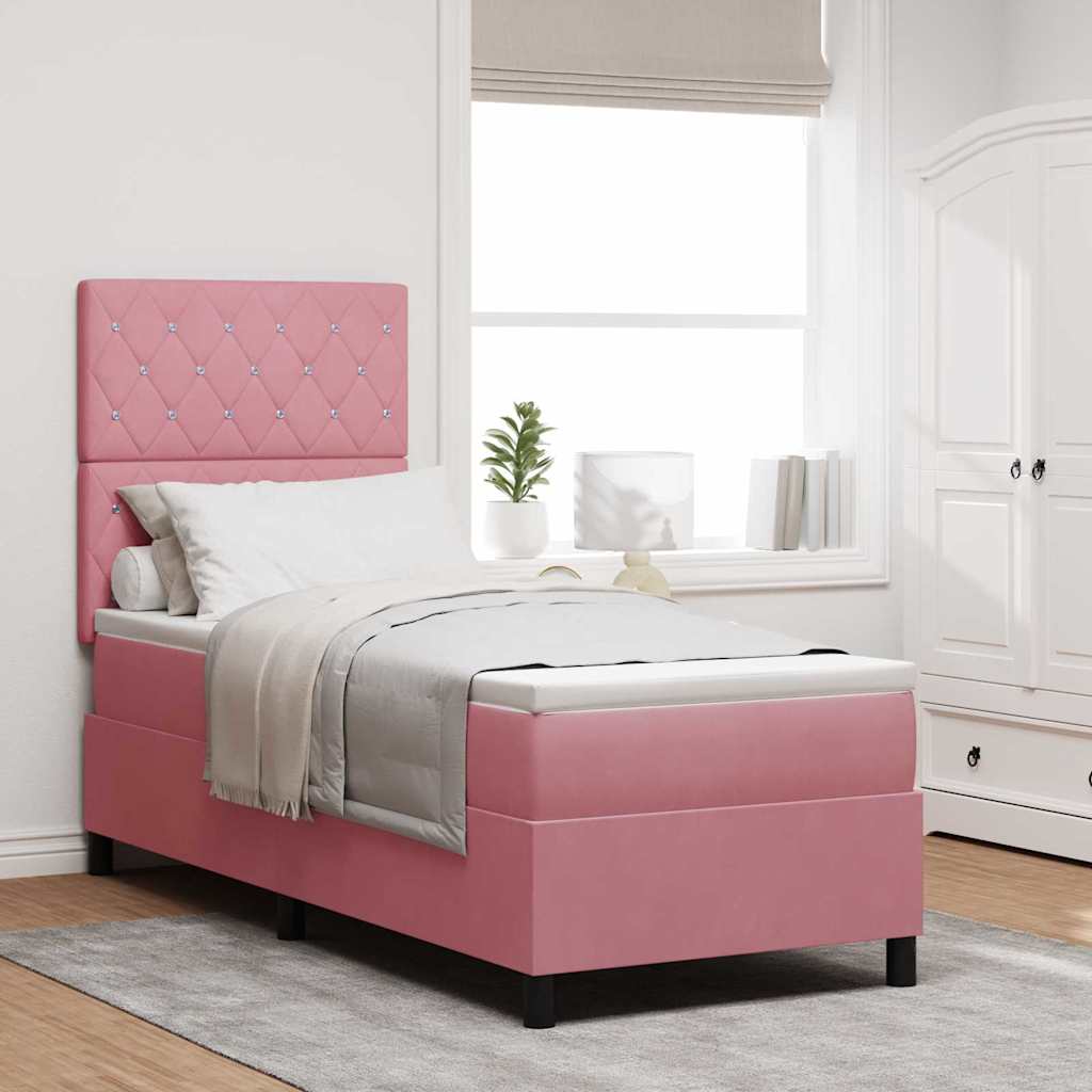vidaXL Cama Box Spring LED con colchón Rosa 80 x 200 cm Terciopelo
