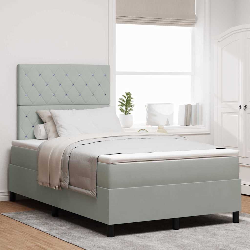 vidaXL Cama Box Spring LED Gris Claro 120 x 200 cm Terciopelo