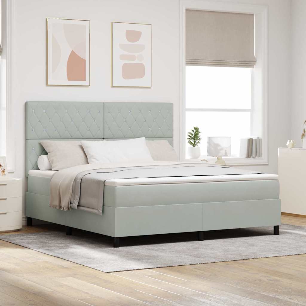 vidaXL Cama Box Spring LED Gris Claro 180 x 200 cm Terciopelo
