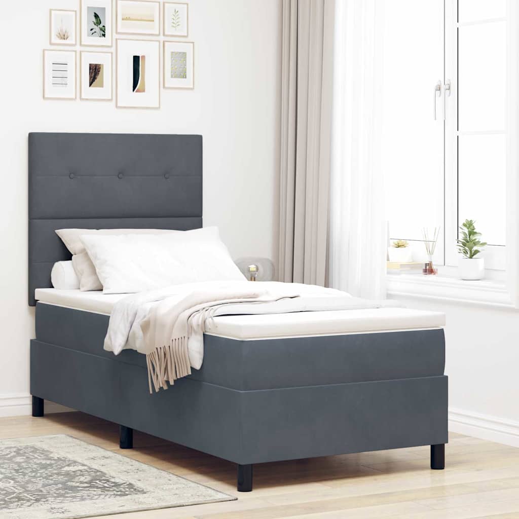 vidaXL Cama Box Spring LED Gris oscuro 80 x 200 cm Terciopelo