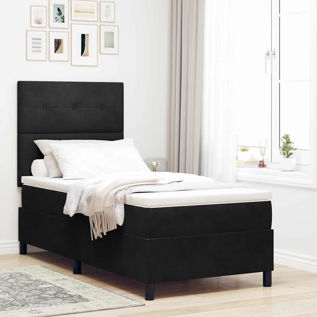 vidaXL Cama Box Spring LED con cabecera Negro 80 x 200 cm Terciopelo