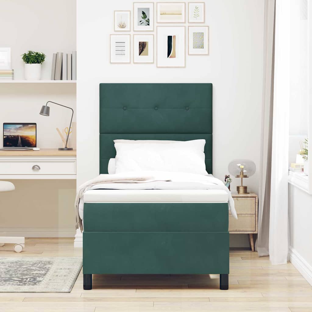 vidaXL Cama Box Spring LED Verde oscuro 80 x 200 cm Terciopelo