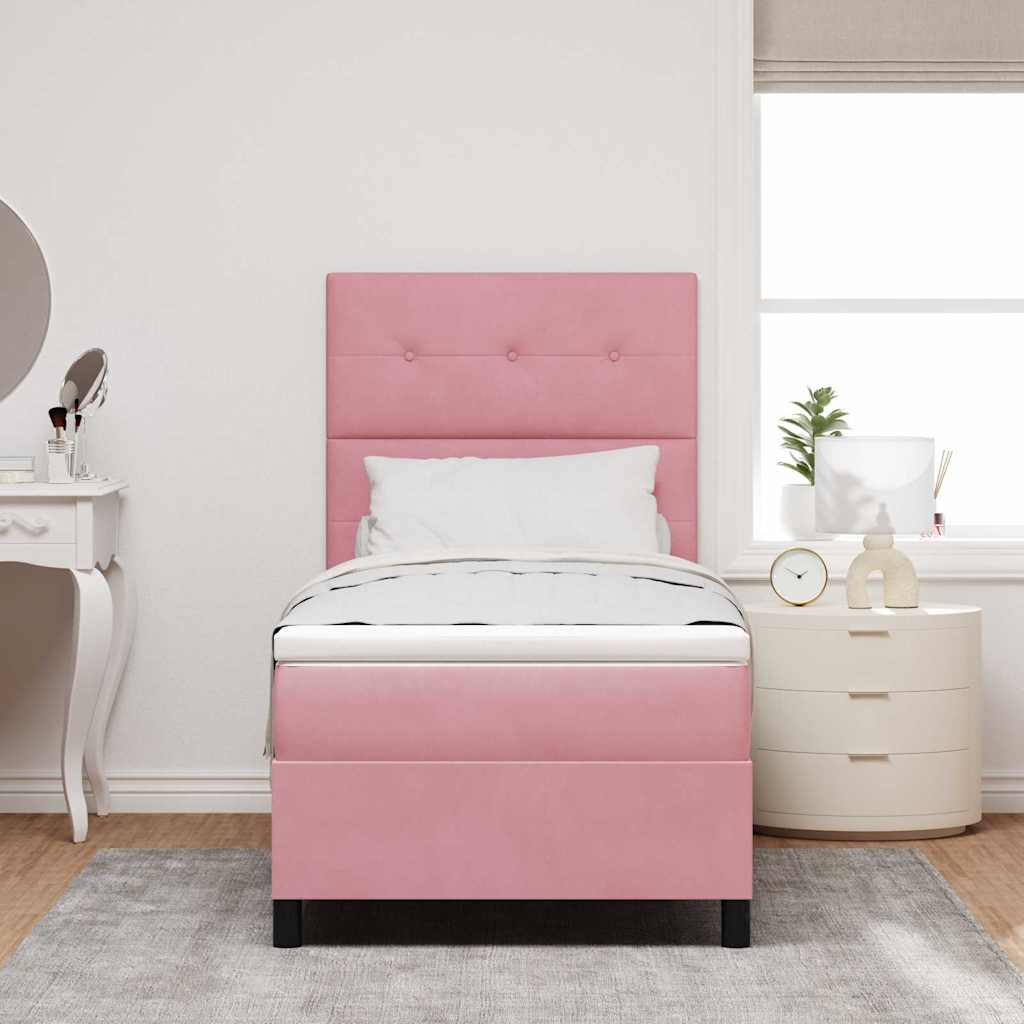vidaXL Cama Box Spring LED con cabecera Rosa 80 x 200 cm Terciopelo