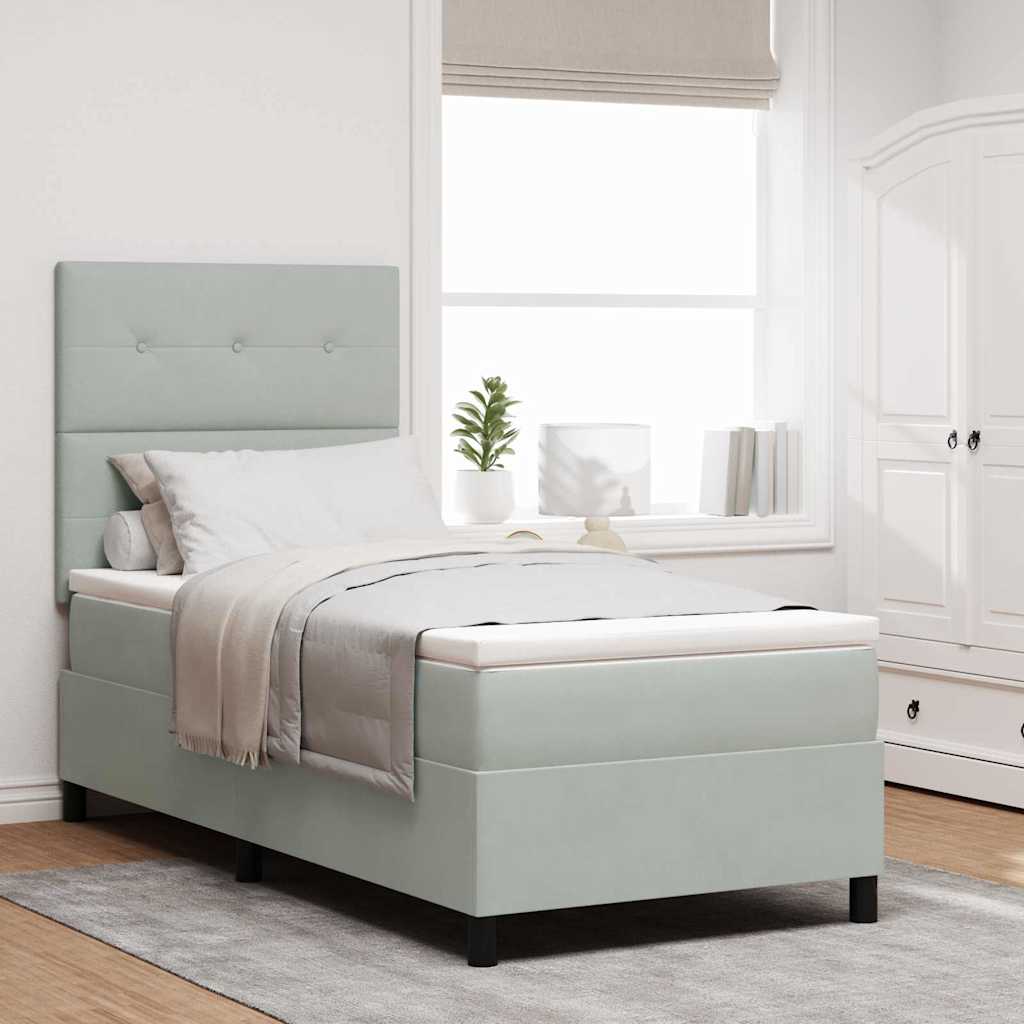 vidaXL Cama Box Spring LED Gris Claro 90 x 190 cm Terciopelo